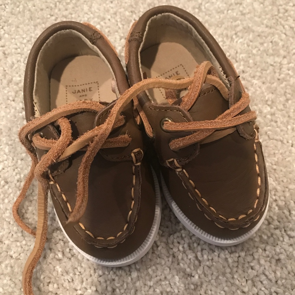 JANIE AND JACK "SPERRY" LEATHER BOAT SHOES SIZE 4T